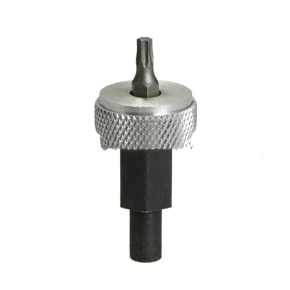 Ignition module wrench tool made of carbon steel with knurled aluminium knobs for automotive distributor repair.