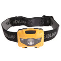 Head torch with adjustable strap showing white and red LED lights, waterproof housing