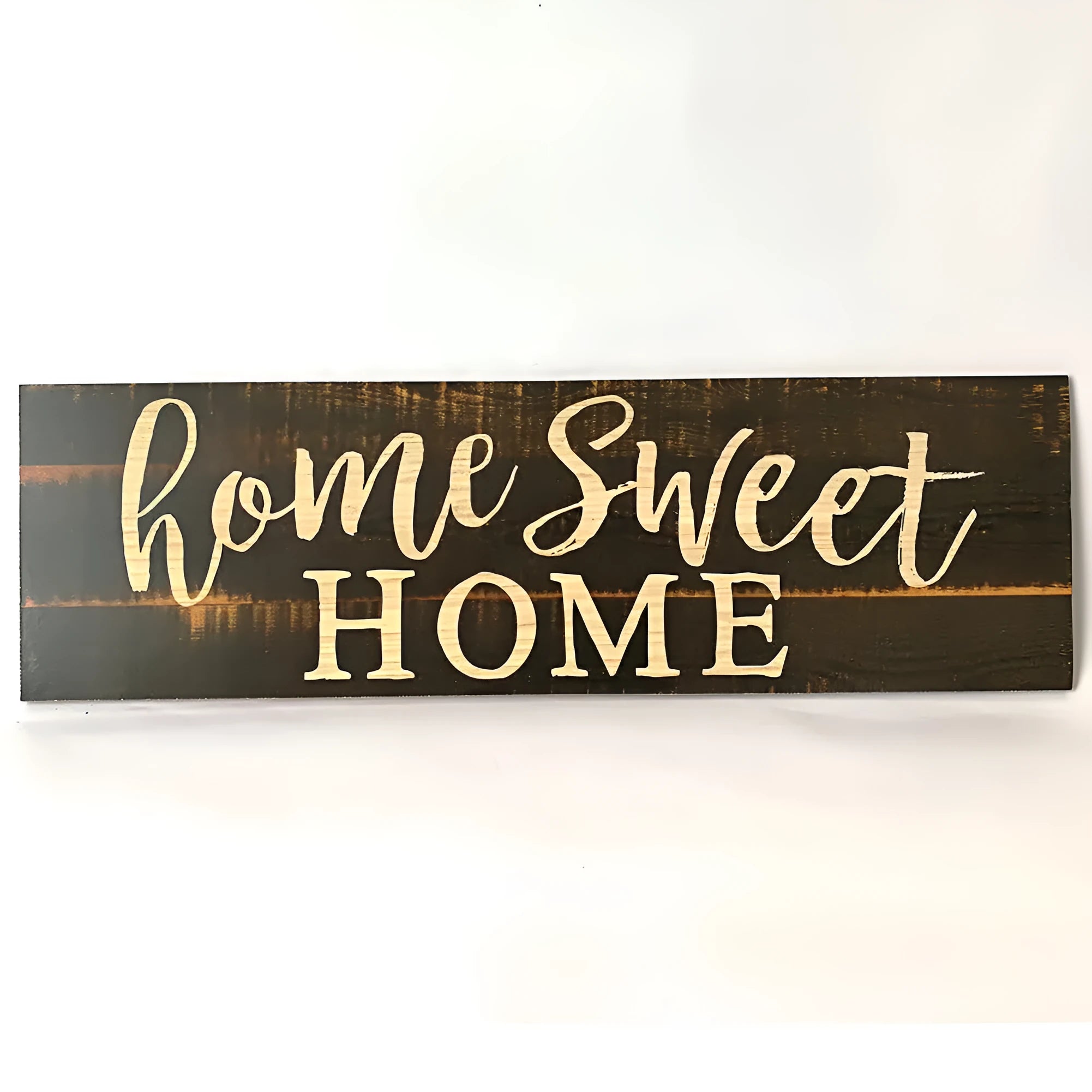 Wooden Home Sweet Home carved wall hanging ornament in black or white, 40cm wide