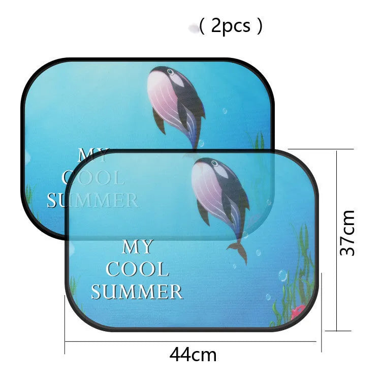 Electrostatic adsorption car side window sunshade with nylon mesh material in animal pair sizes