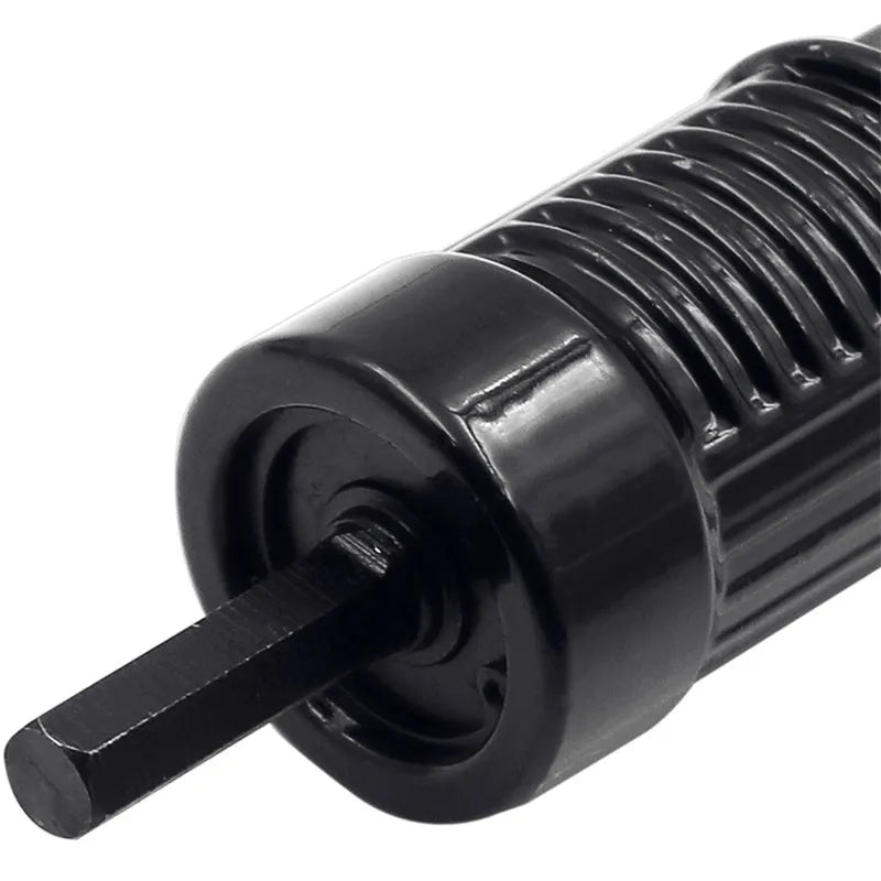 Black metal electric rivet gun 173mm long with alloy steel forged head and three-jaw chuck