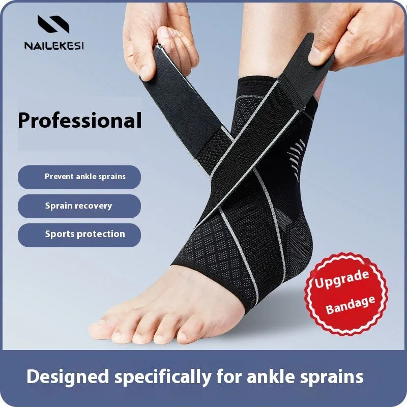 Black ankle support sleeve for basketball and running, size M, lying flat on a surface