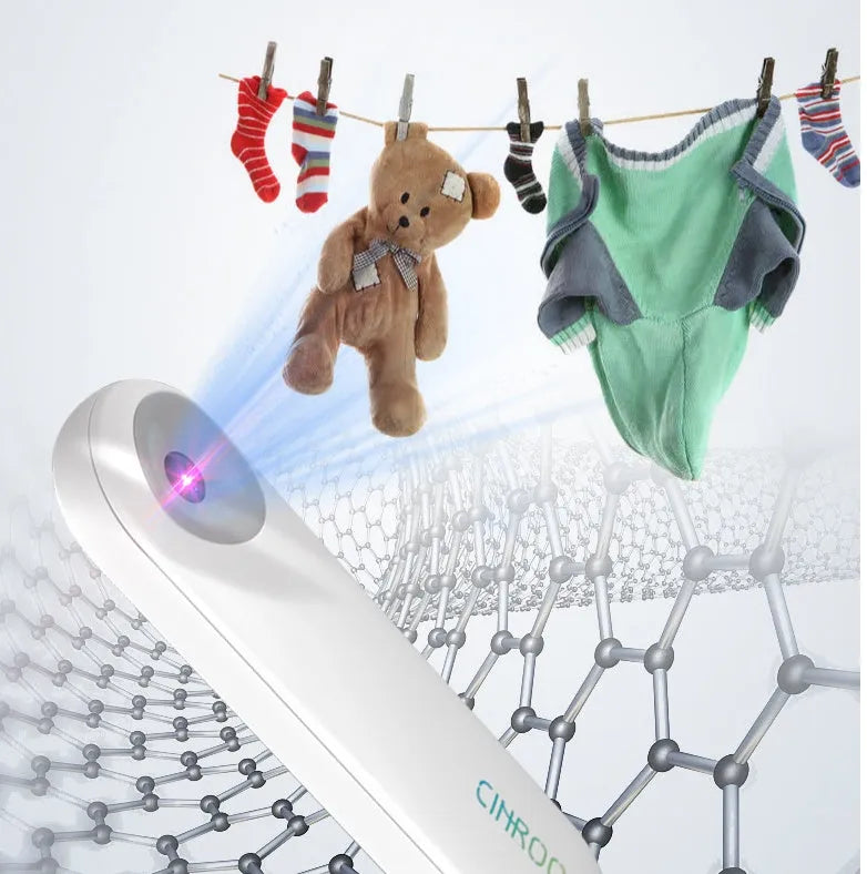 White portable UV sterilizer lamp showing compact size for personal disinfection use.