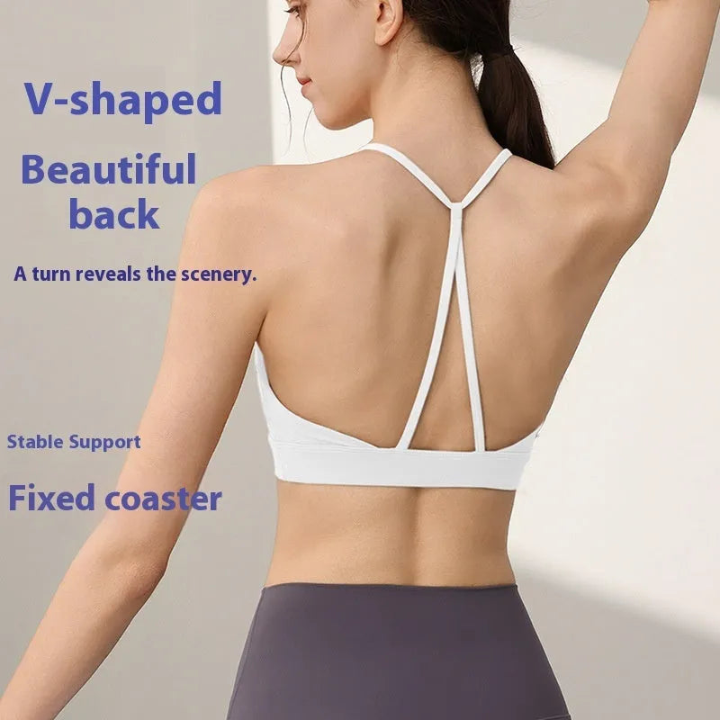 Women's sports vest in nylon with fixed double-shoulder straps for running and workouts.