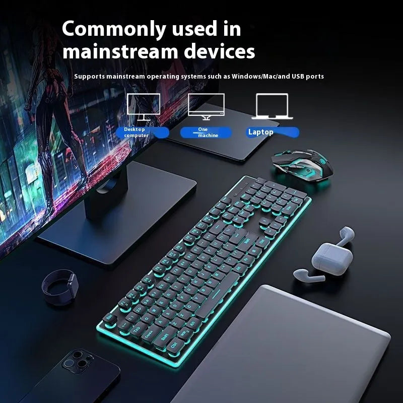 Wireless Bluetooth keyboard with mute button showing Cherry Blossom Pink backlight illumination