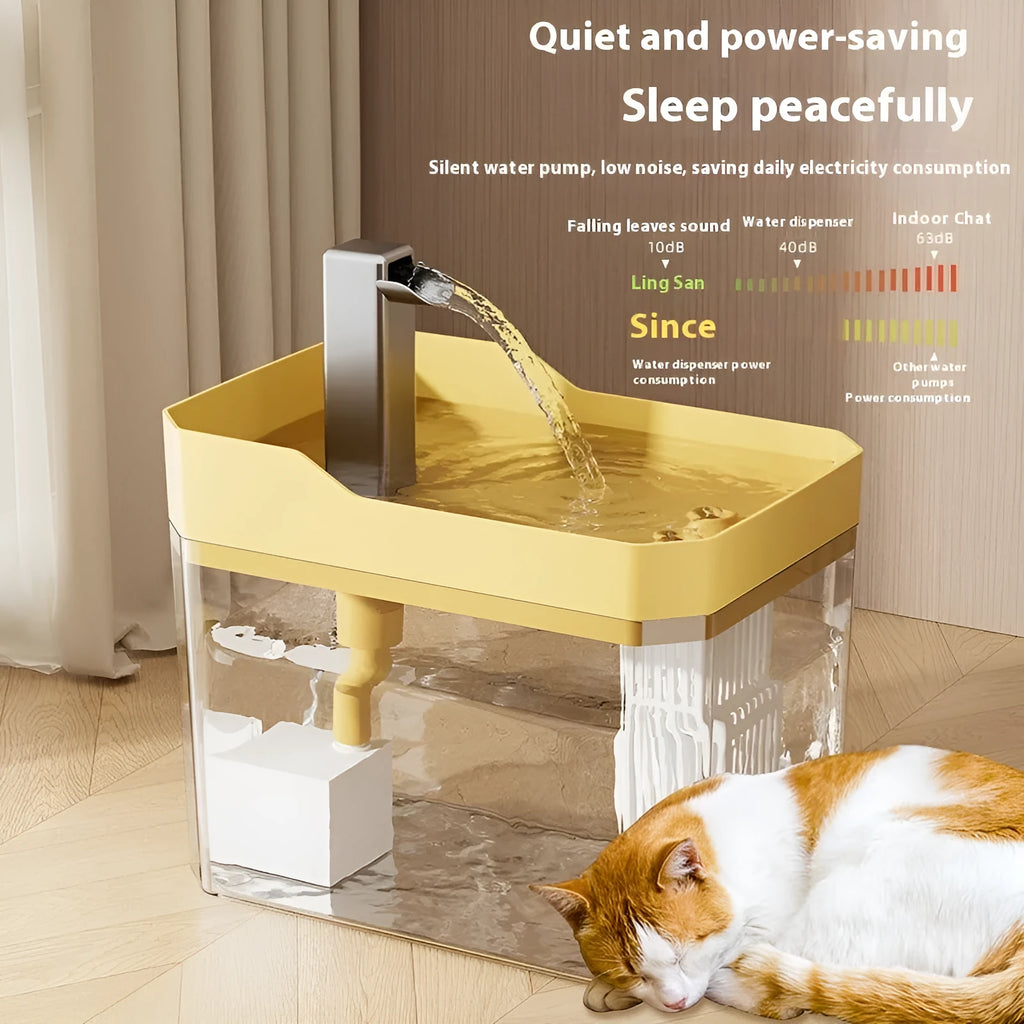 Transparent automatic cat water fountain with electric circulation system and filter