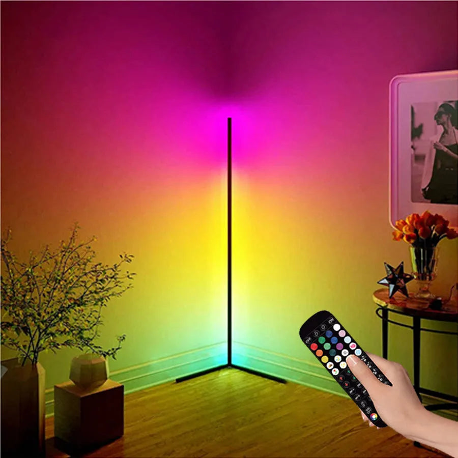 Black RGB floor lamp with music sync and aluminium alloy stand