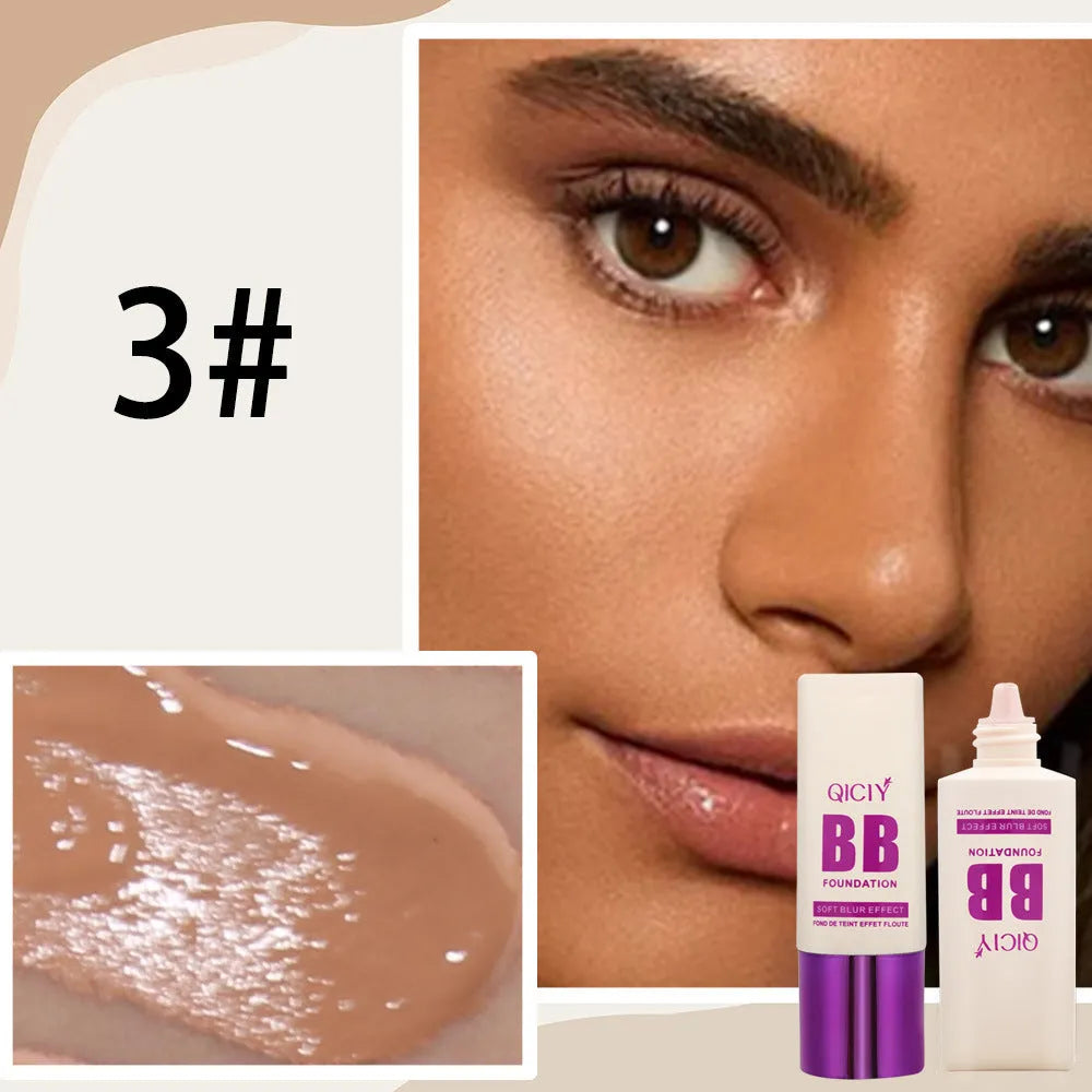 Feeding bottle of BB cream liquid foundation concealer in one of ten shades, labelled 1# to 10#.