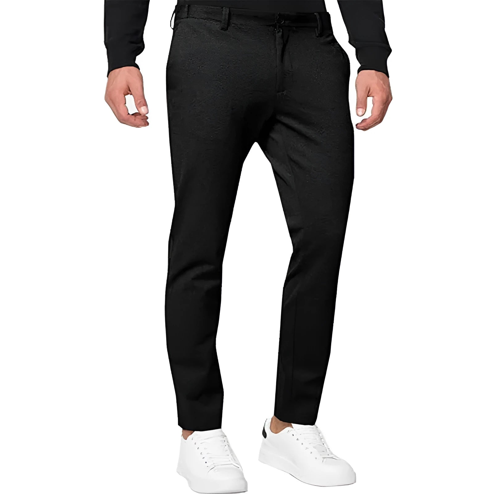 Men's slim-fit tapered chino trousers in army green colour with British style casual design