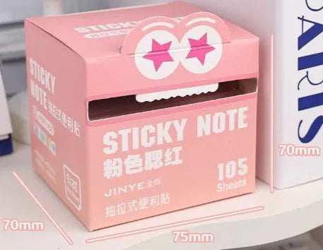 Boxed transparent pull-out sticky notes with pearl gradient finish in six colour options