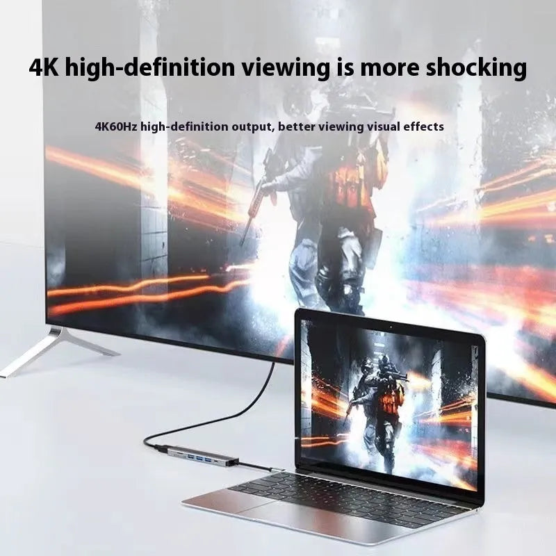 USB-C 7-in-1 expansion dock with HDMI port and USB 3.0 hub showing 15cm cable length