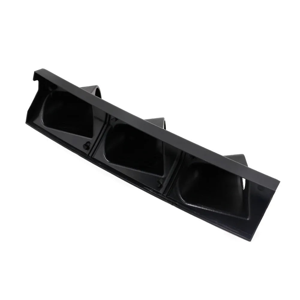 Black plastic three-hole instrument mount for 52mm car gauges, right-hand drive design.