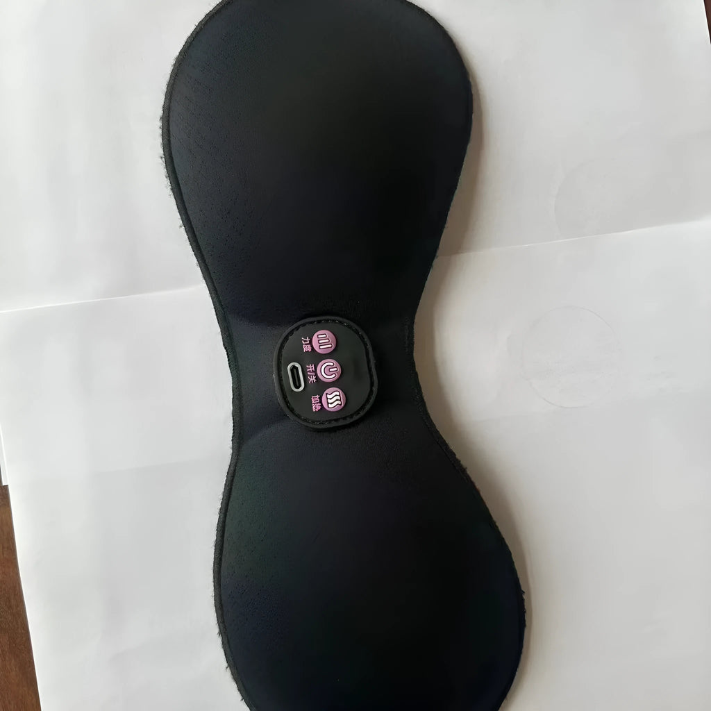 Black electric massage bra chest stickers with three-key control panel for vibration massage therapy