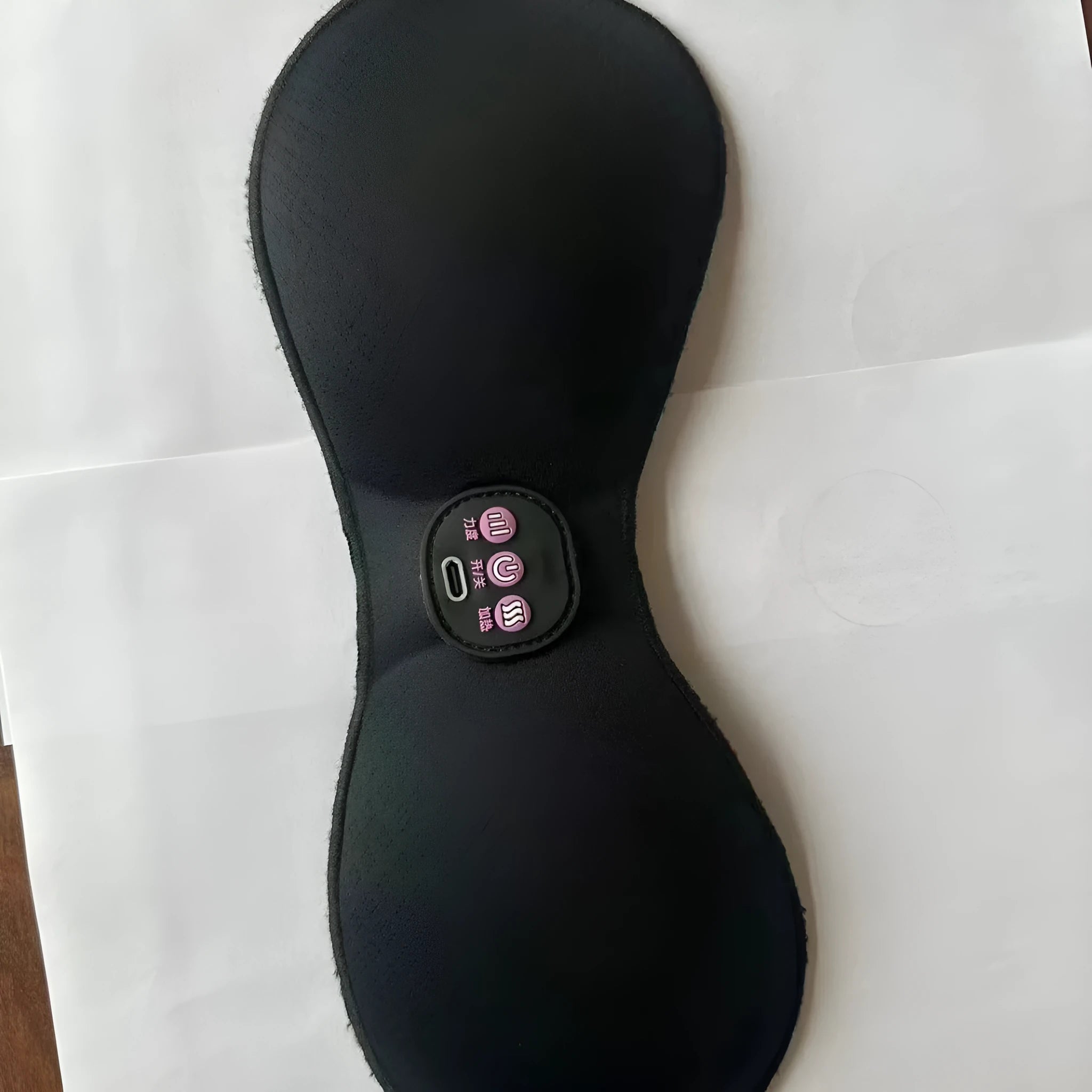 Black electric massage bra chest stickers with three-key control panel for vibration massage therapy