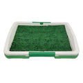 Green artificial grass dog toilet training tray with three-layer construction for indoor puppy potty training