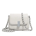 Women's soft PU chain strap shoulder bag in horizontal square shape with mobile phone compartment