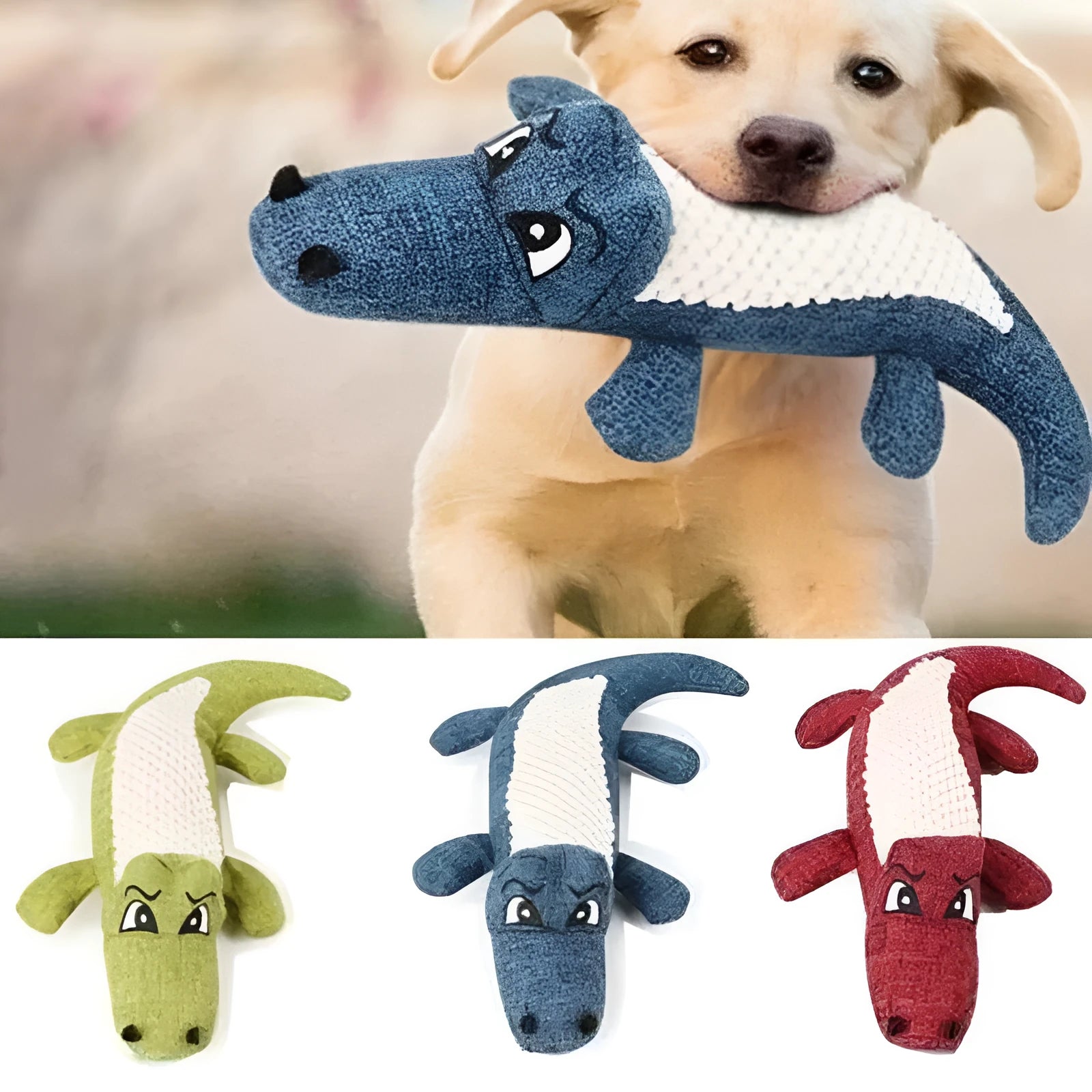 Corn grid pattern pet plush toy in blue, green, and red colours for cat and dog chewing with biting sound