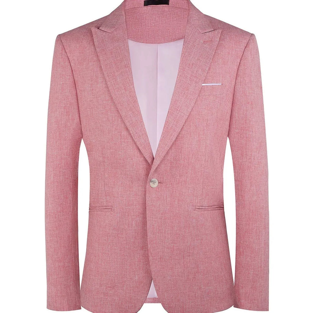 Men's pink and light blue western-style summer blazer with slim fit and Asian sizing options