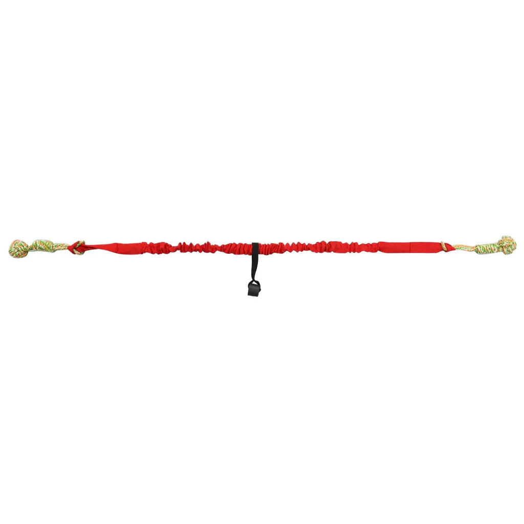 Woven cotton dog tug of war rope toy in black, grey, or red for chewing and interactive play.