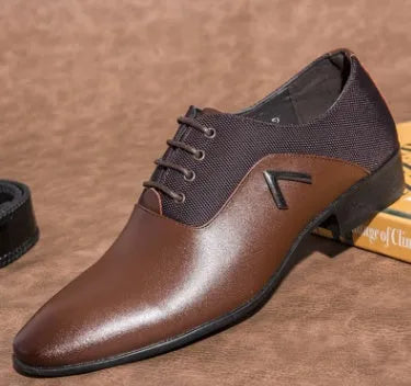Men's black Oxford shoes with low-cut PU leather upper and rubber sole