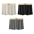 Three pairs of men's solid colour ice silk underwear showing loose fit and mid waist design