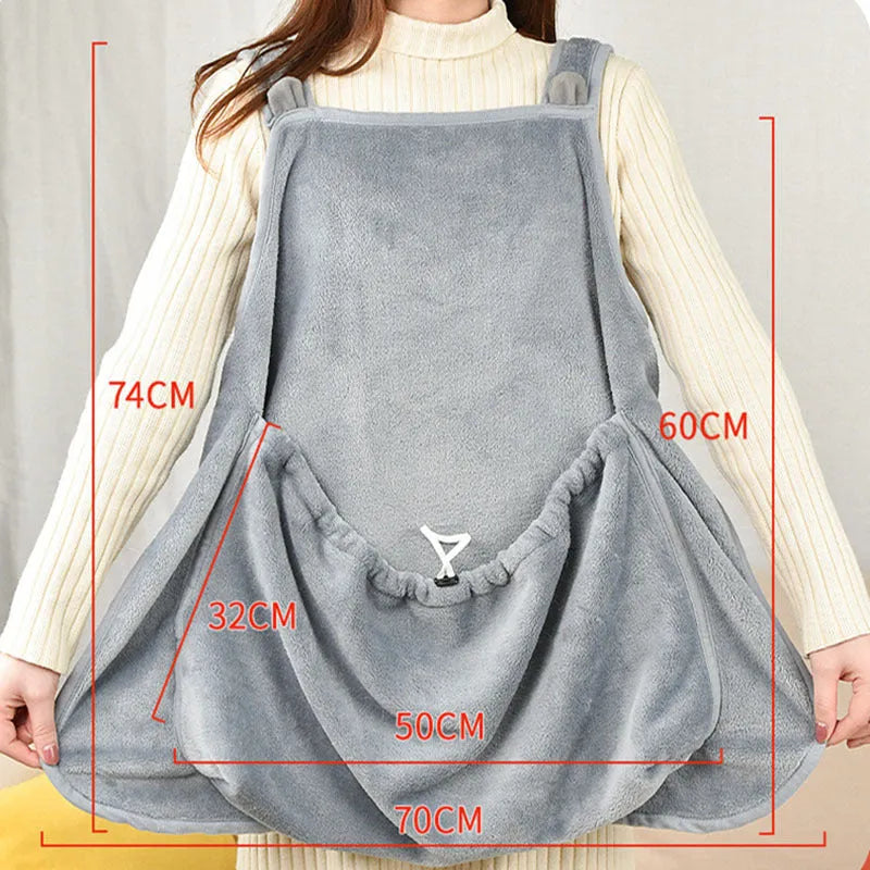 Grey soft plush non-stick pet apron for cats and small dogs, Arctic velvet fabric