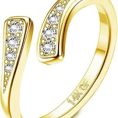 Geometric gold plated toe ring with rhinestone or water drop decoration on toe