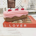 Cherry cake colour velvet plush pencil case with Korean style design and zip closure
