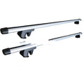 Alloy roof rack crossbars for General Motors SUV vehicles showing mounting points