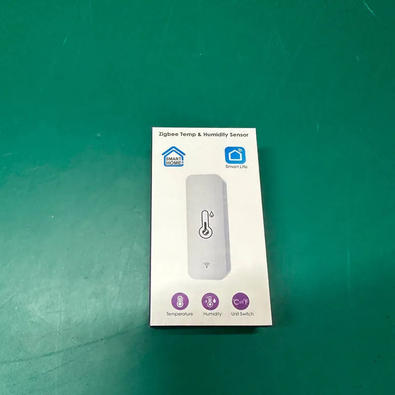 White WiFi temperature and humidity sensor with ABS plastic housing measuring 72mm x 25mm x 20mm