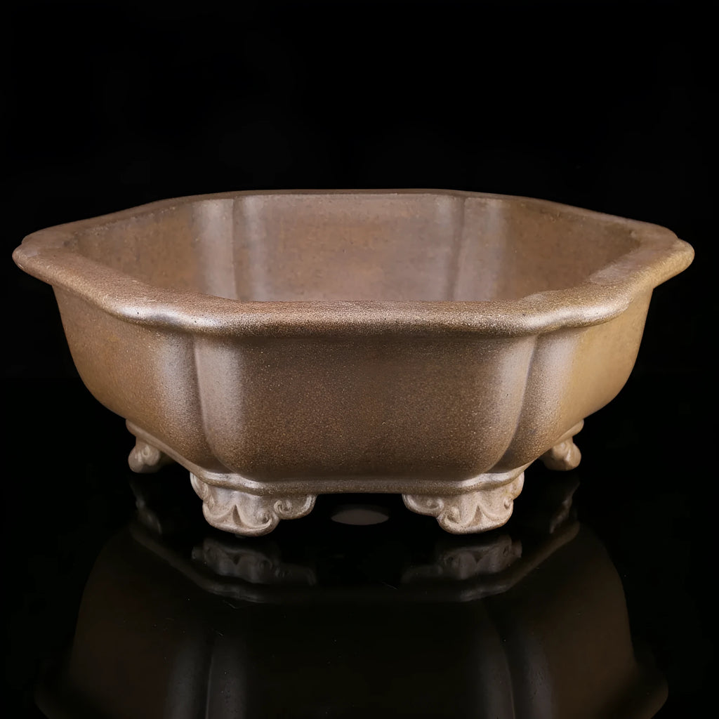 Handmade large hexagonal purple sand tea basin for plant cultivation