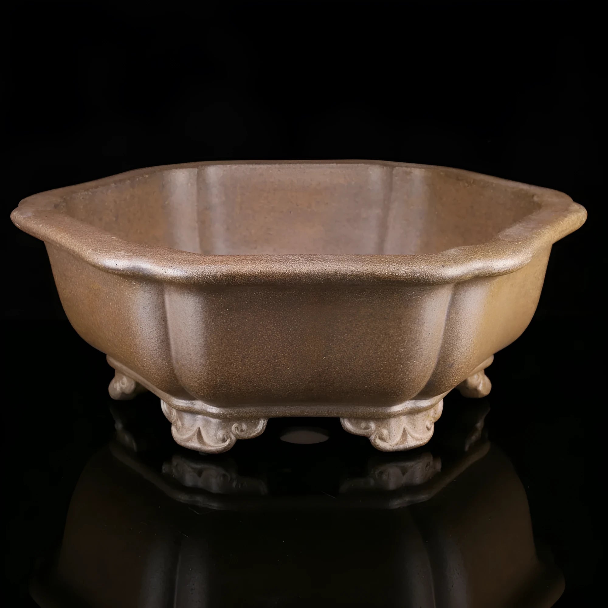 Handmade large hexagonal purple sand tea basin for plant cultivation