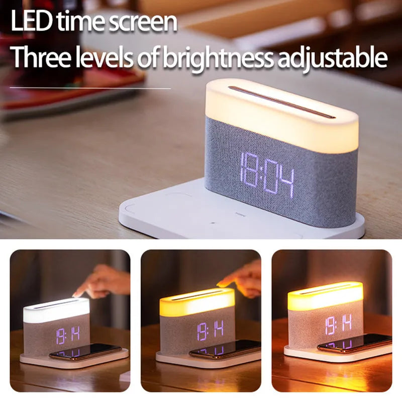Wireless charging desktop clock night light table lamp in modern design