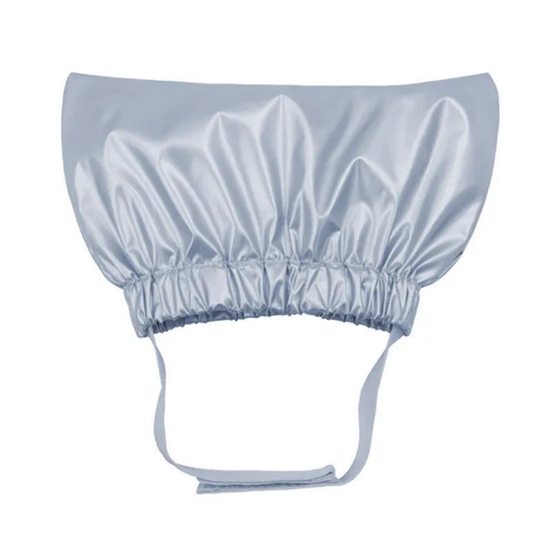 Adjustable non-woven fabric shower cap for pet ears in silver, pink, and gold colours