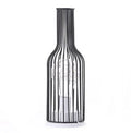 Minimalist hollow wrought iron table lamp in red wine glass style with warm white LED light.
