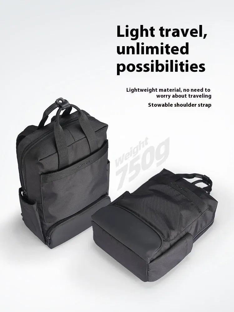 Black Oxford cloth computer backpack with 20-35L capacity