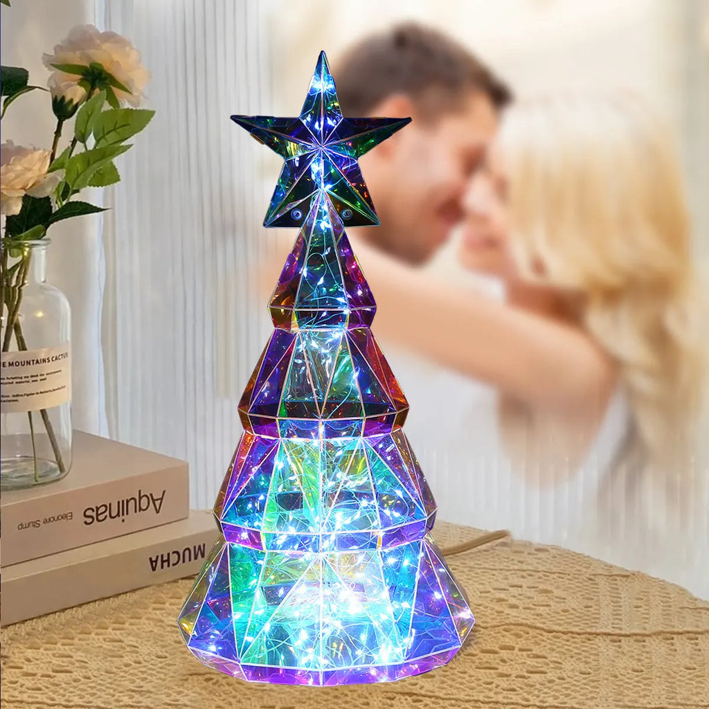 Colourful cartoon Christmas tree luminous decoration with dimensions 14.5cm by 4.8cm by 20cm