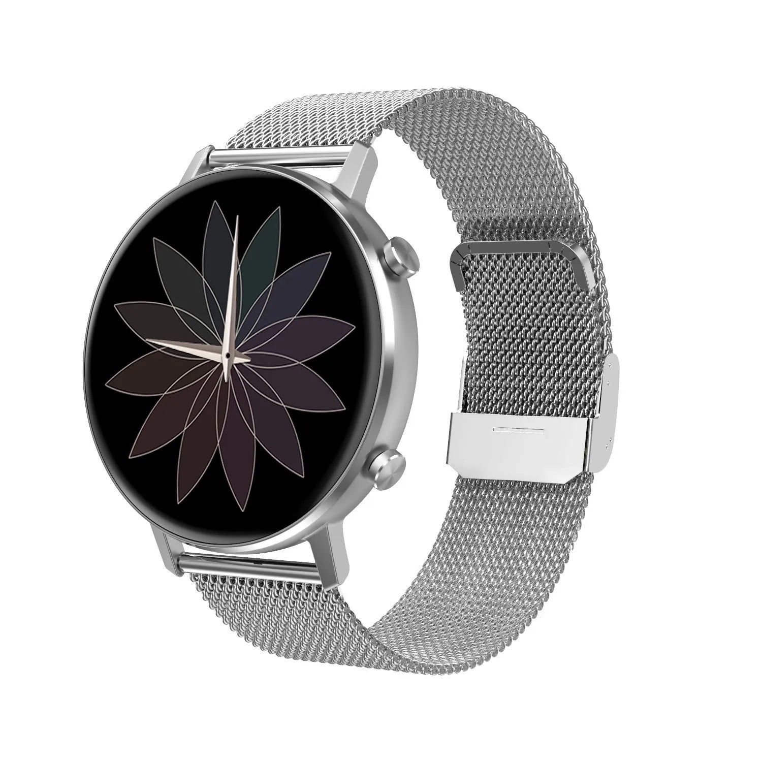 DT96 smart fitness bracelet with colour display and stainless steel strap in black, rose gold, or silver