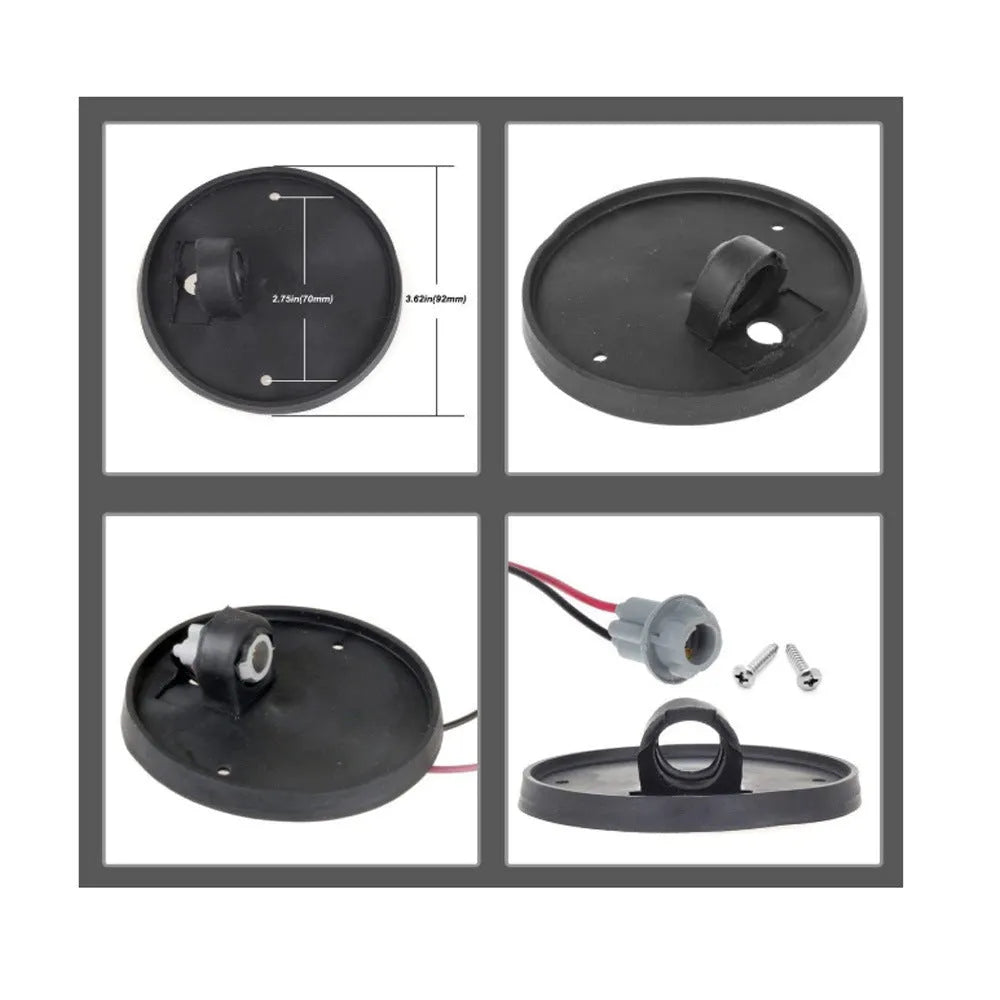 LED roof cab light kit with yellow lens, base, T10 bulb, screws and wire socket on white background