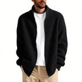 Men's loose fit cardigan sweater coat in acrylic blend fabric, shown in grey colour