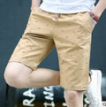 Men's thin cotton summer shorts in capris length with lace-up placket, shown in multiple colours