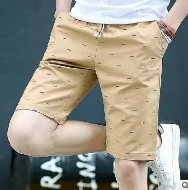 Men's thin cotton summer shorts in capris length with lace-up placket, shown in multiple colours