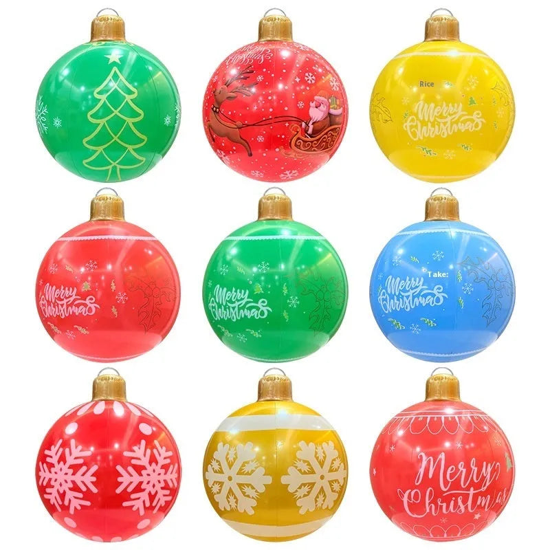 Inflatable Christmas decoration ball with flash lighting in garden setting