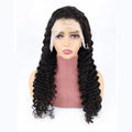 Solid colour human hair half lace wig displayed with straight, long hair, showing the natural-looking lace front.