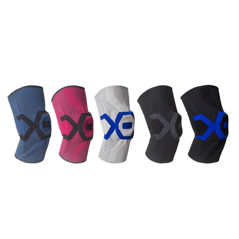 Men's silicone knee pads in black and blue colour for running and cycling protection