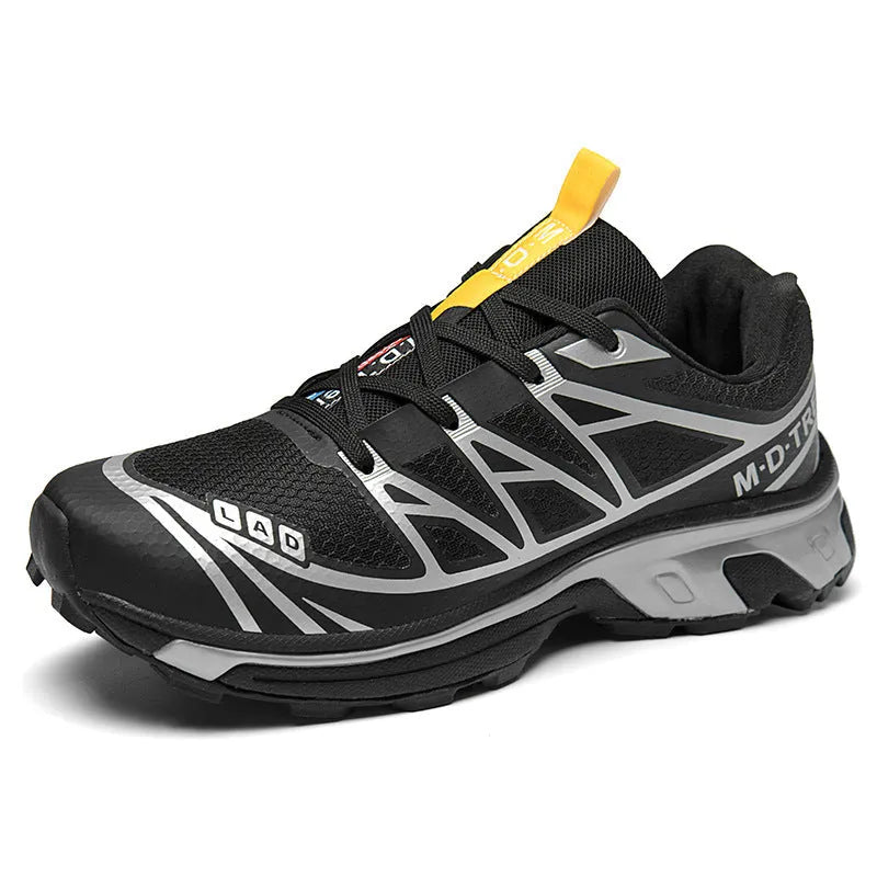 Unisex low-top lace-up leisure hiking shoes in a sport style with a round toe and flat rubber sole.