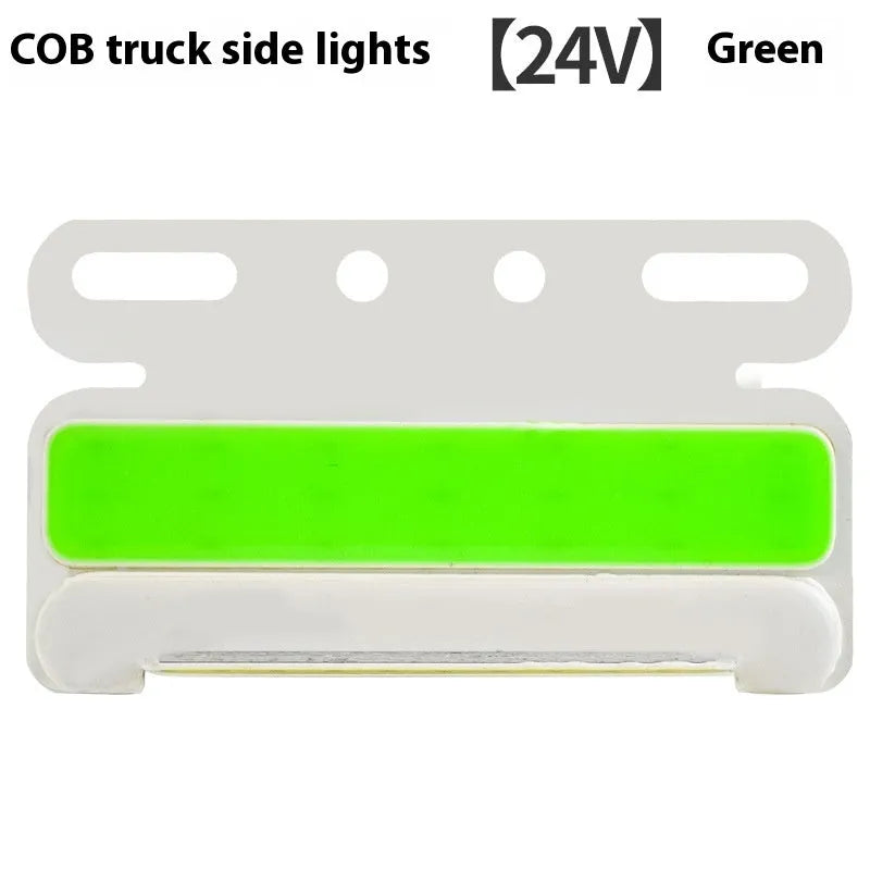 12V 24V aluminium alloy LED COB truck side marker light in red, yellow, green, blue, and white.
