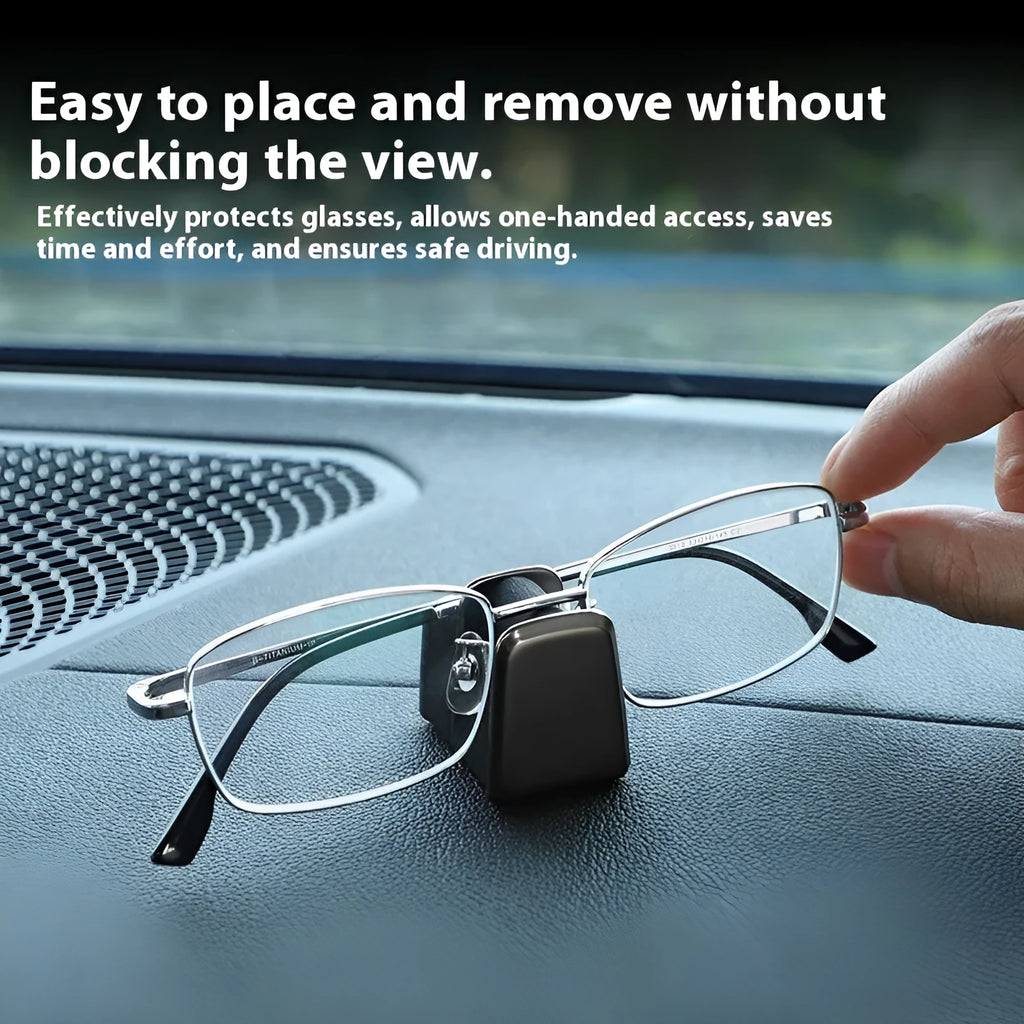 Zinc alloy and leather car dashboard clip for holding sunglasses, in black colour