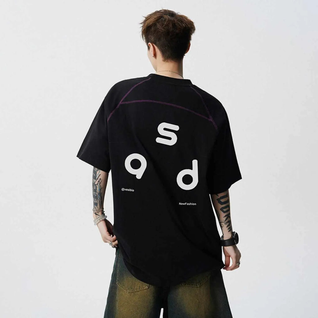 Men's cotton short sleeve t-shirt with letter print design in loose fit