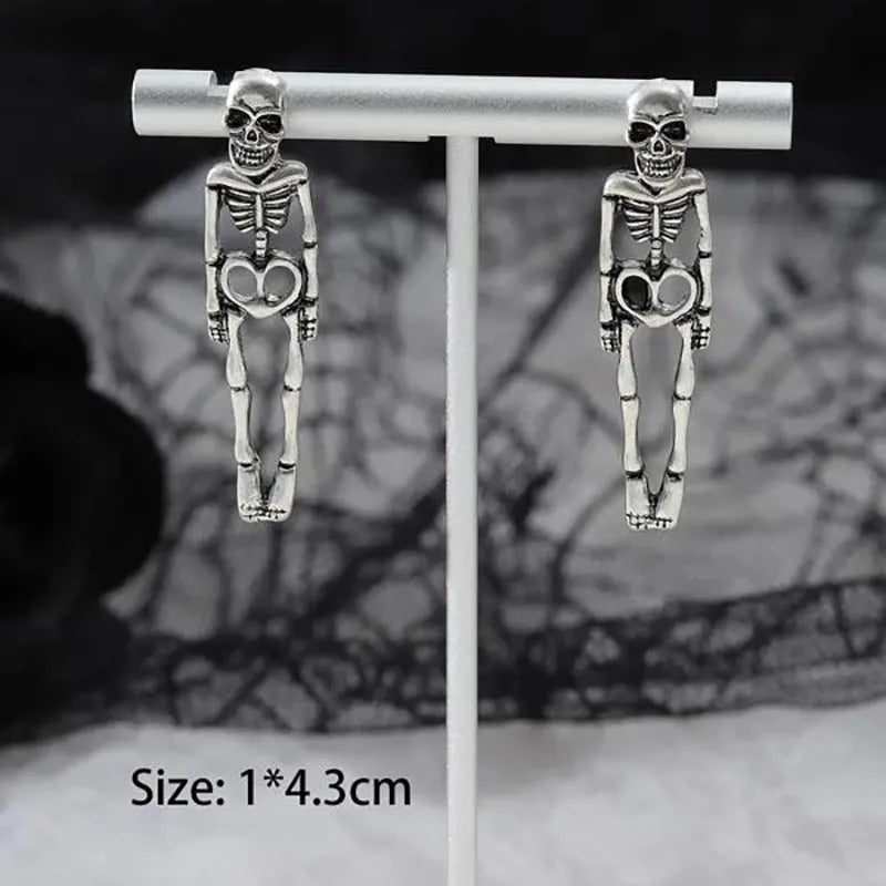 Halloween skull detachable stud earrings in gold and silver alloy with electroplated finish
